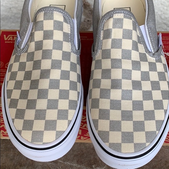 •VANS CLASSIC SLIP ON CHECKERBOARD SILVER WMNS - Picture 9 of 16